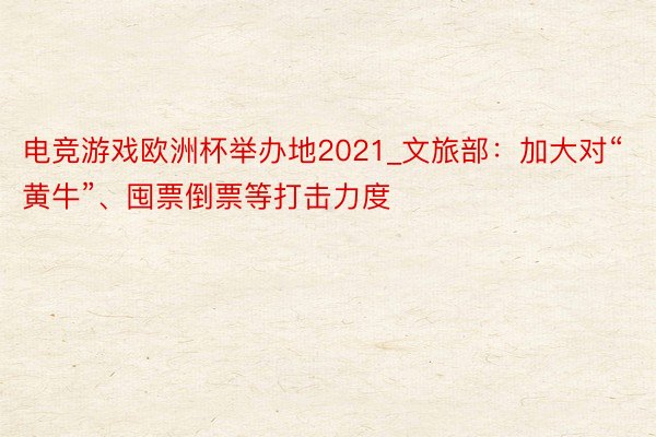 电竞游戏欧洲杯举办地2021_文旅部：加大对“黄牛”、囤票倒票等打击力度