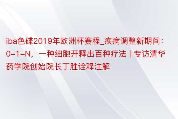 iba色碟2019年欧洲杯赛程_疾病调整新期间：0-1-N，一种细胞开释出百种疗法 | 专访清华药学院创始院长丁胜诠释注解