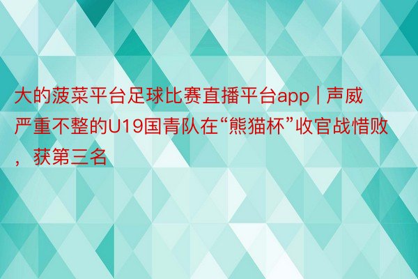 大的菠菜平台足球比赛直播平台app | 声威严重不整的U19国青队在“熊猫杯”收官战惜败，获第三名