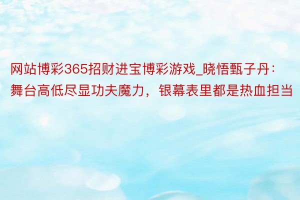 网站博彩365招财进宝博彩游戏_晓悟甄子丹：舞台高低尽显功夫魔力，银幕表里都是热血担当